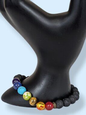 Bohemian 7 Chakra & Lava Stone Stretch Bracelet
